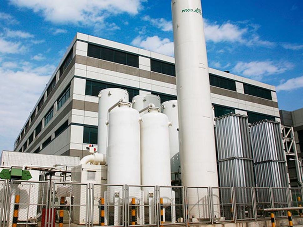 Onsite gas production plant within a fenced in enclosure